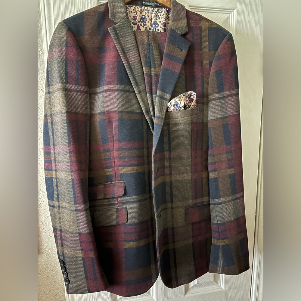 Paisley & Gray Burgundy and Cream Suit